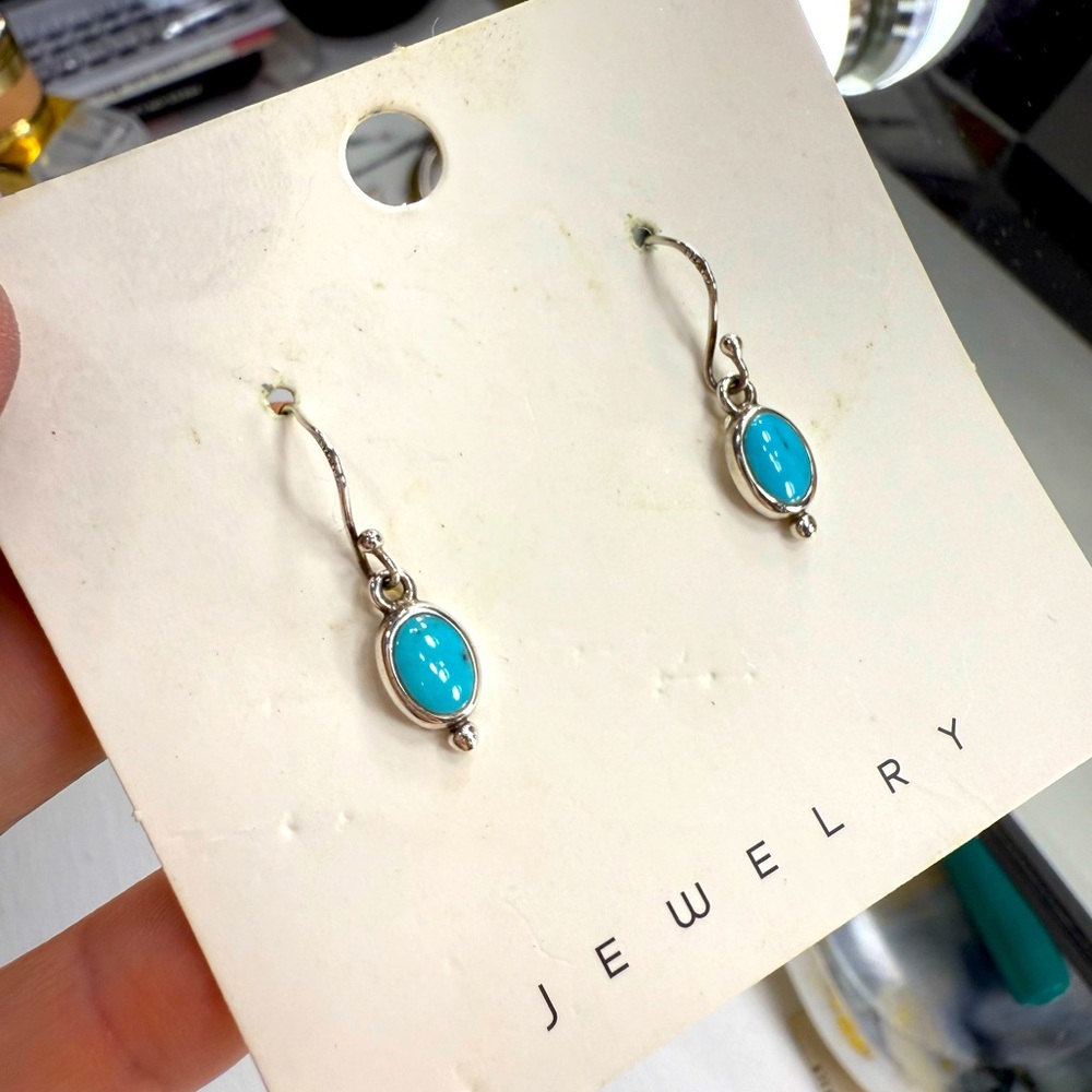 Turquoise Small Dangle Earrings - image 1